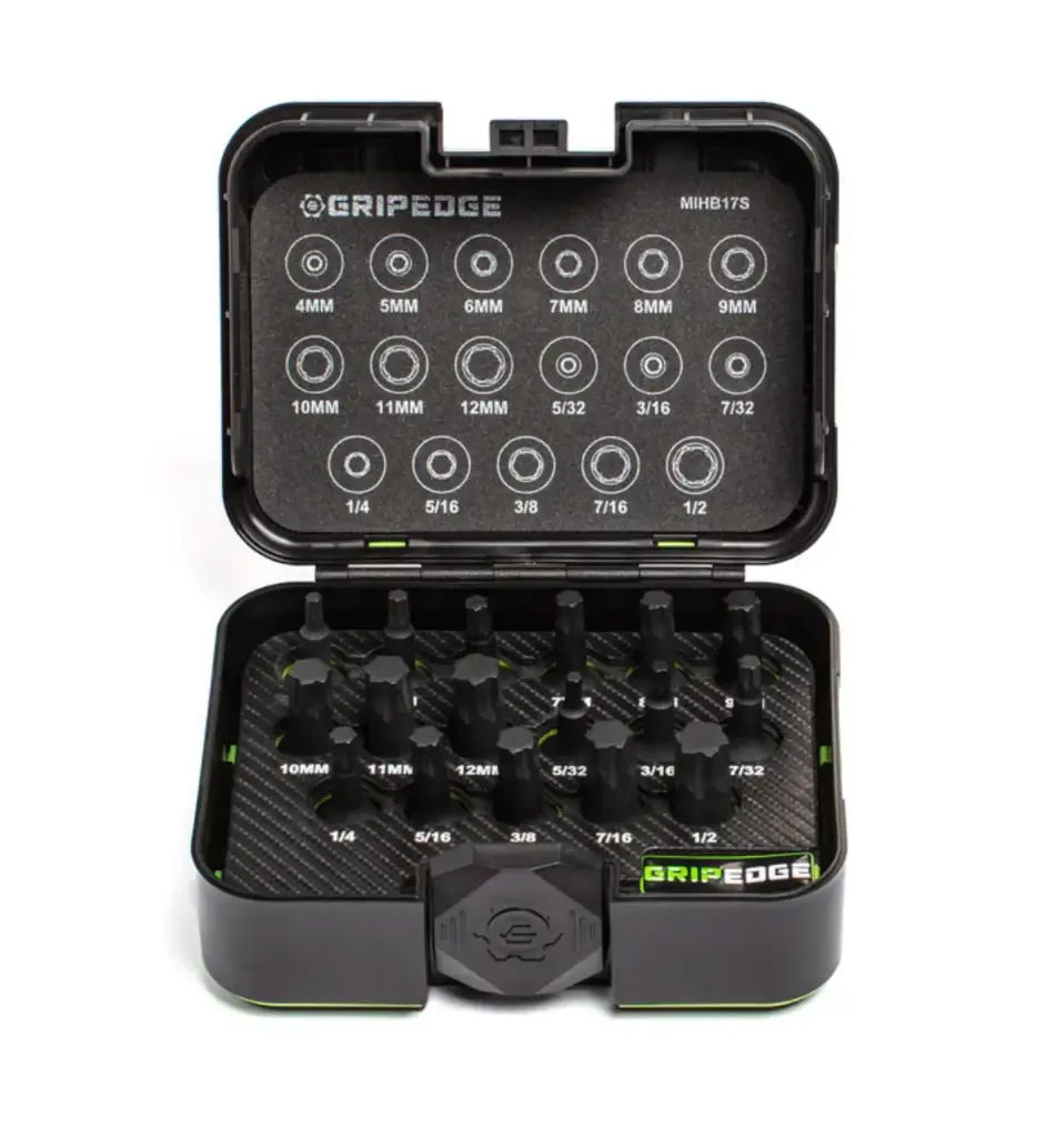 GripEdge | GripEdge | 17-PC RPT 3/8'' Drive Standard Metric & SAE Impact Hex Driver Set [MIHB17S]
