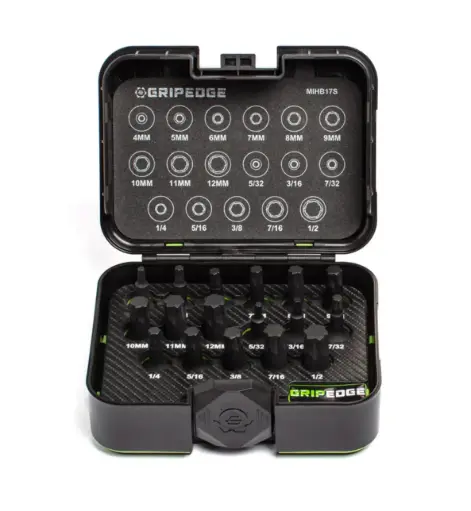 GripEdge | GripEdge | 17-PC RPT 3/8'' Drive Standard Metric & SAE Impact Hex Driver Set [MIHB17S]